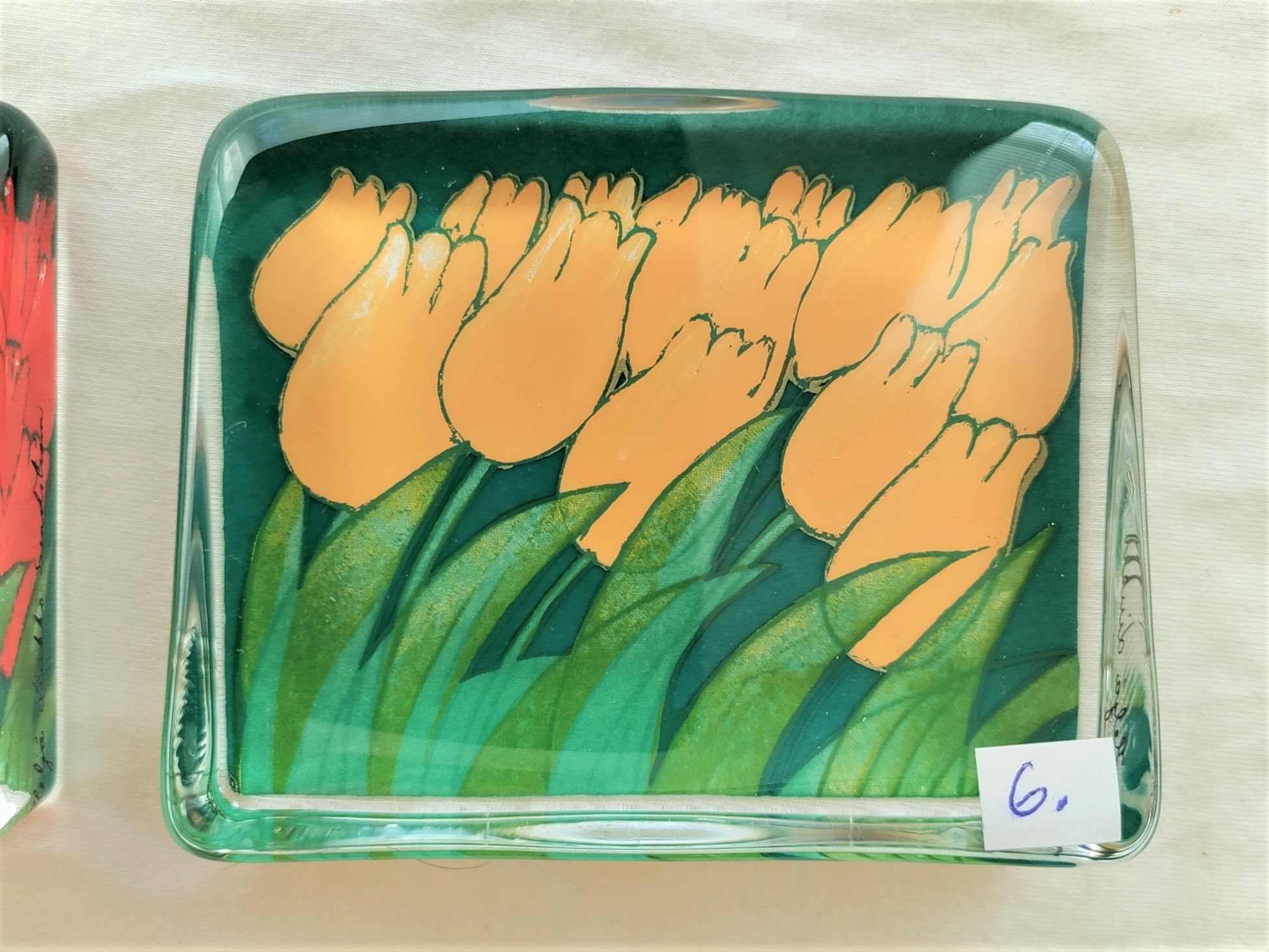Iittala: One Small TULIPS Glass Paperweight, Designed by HLS