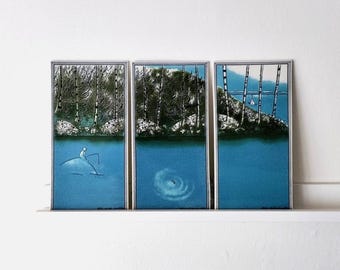 Arabia Finland: Triptych Ceramic Wall Tiles IHMINEN ja LUONTO (Human and Nature), Designed by HLS
