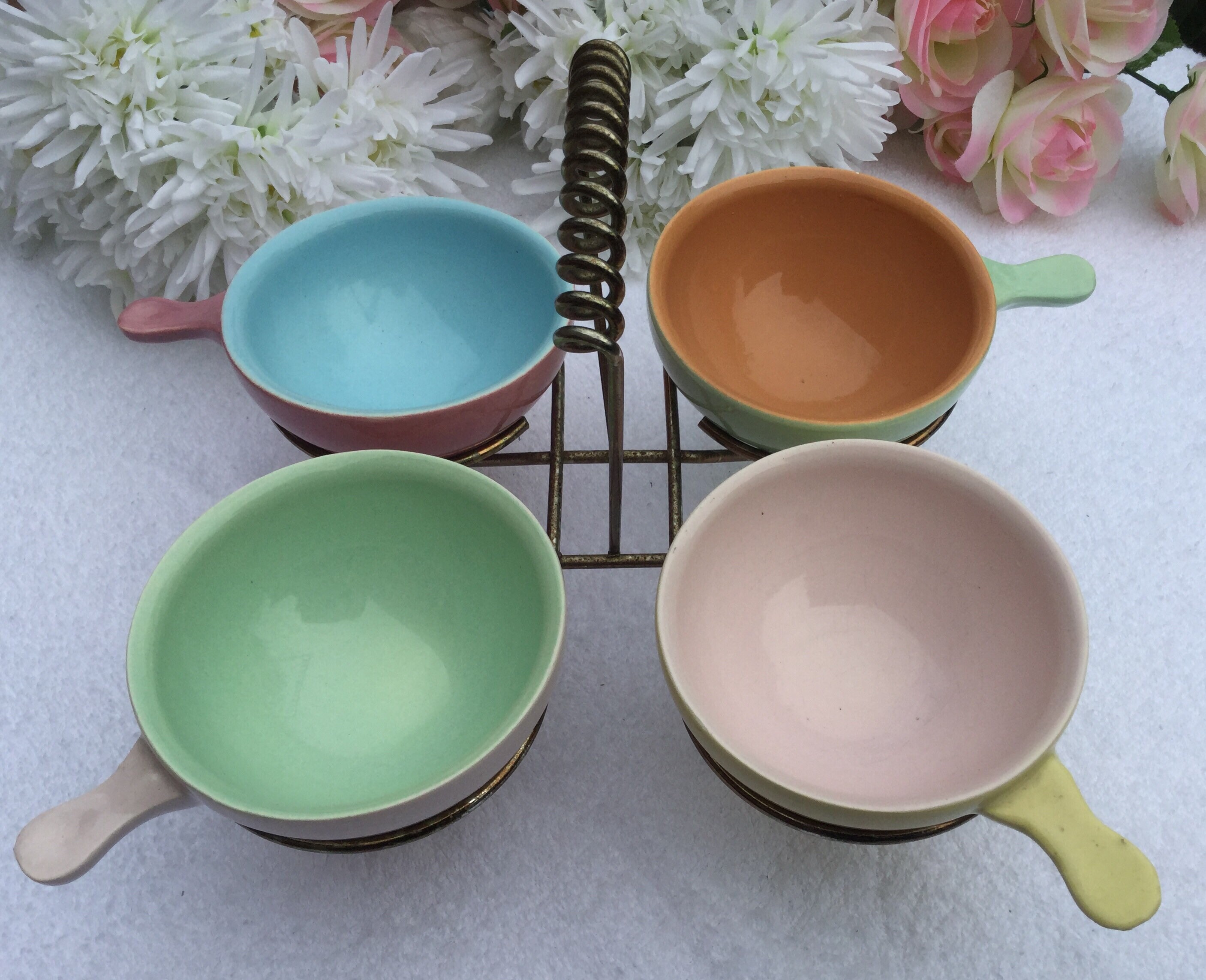 Harlequin Ramekins X 4 in Stand Retro Vintage Ramekins Etsy Australia