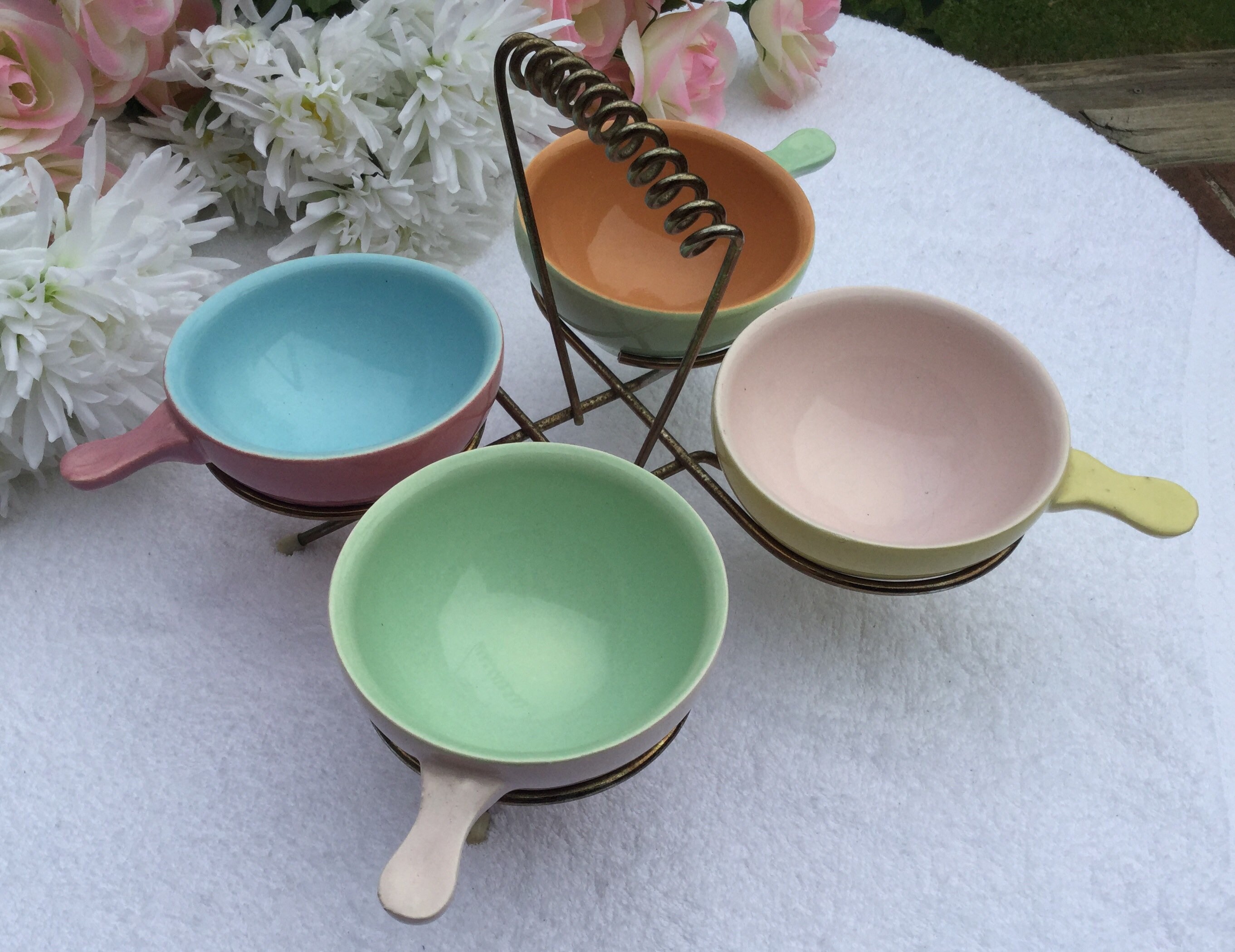 Harlequin Ramekins X 4 in Stand Retro Vintage Ramekins Etsy Australia