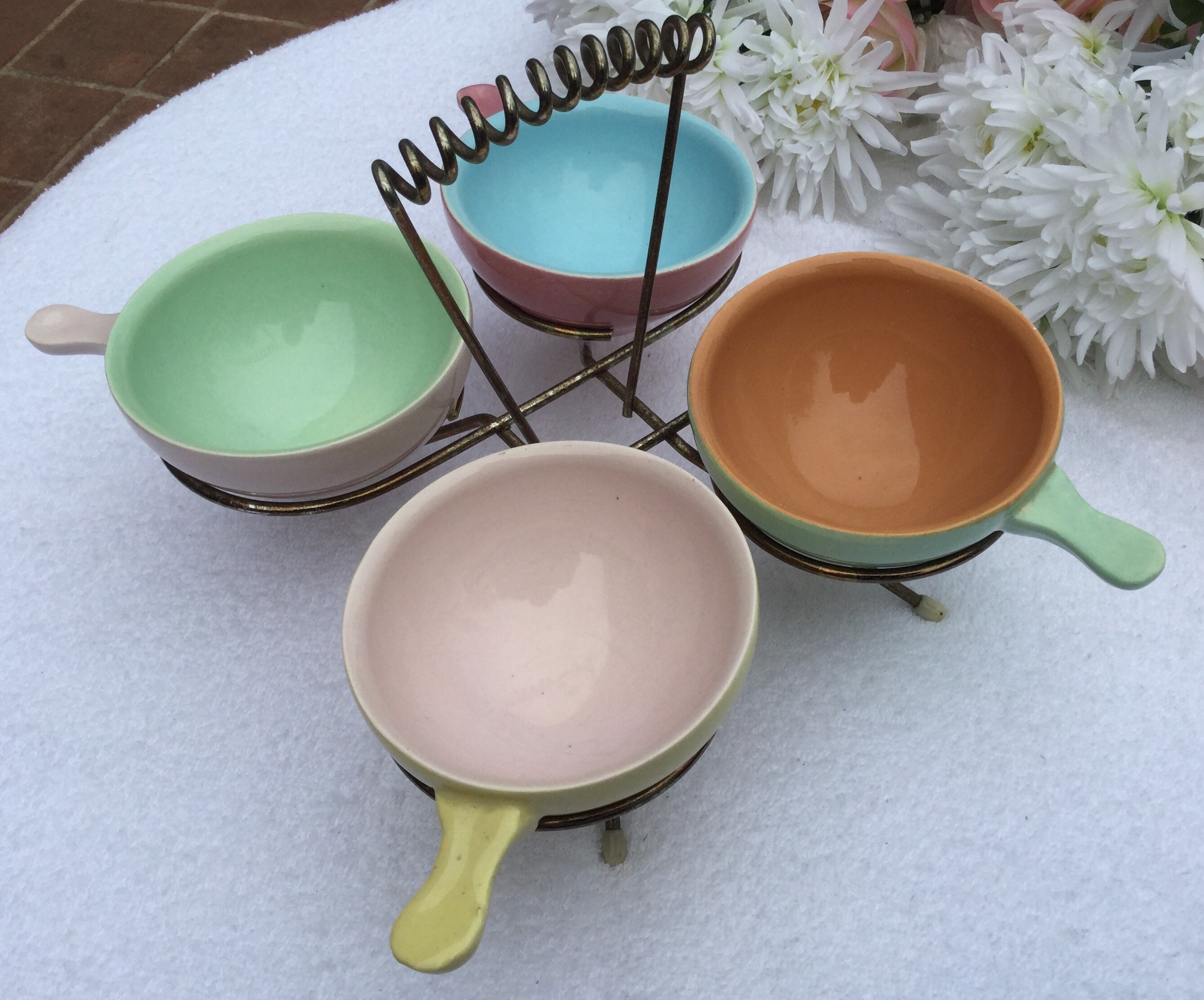 Harlequin Ramekins X 4 in Stand Retro Vintage Ramekins Etsy Australia