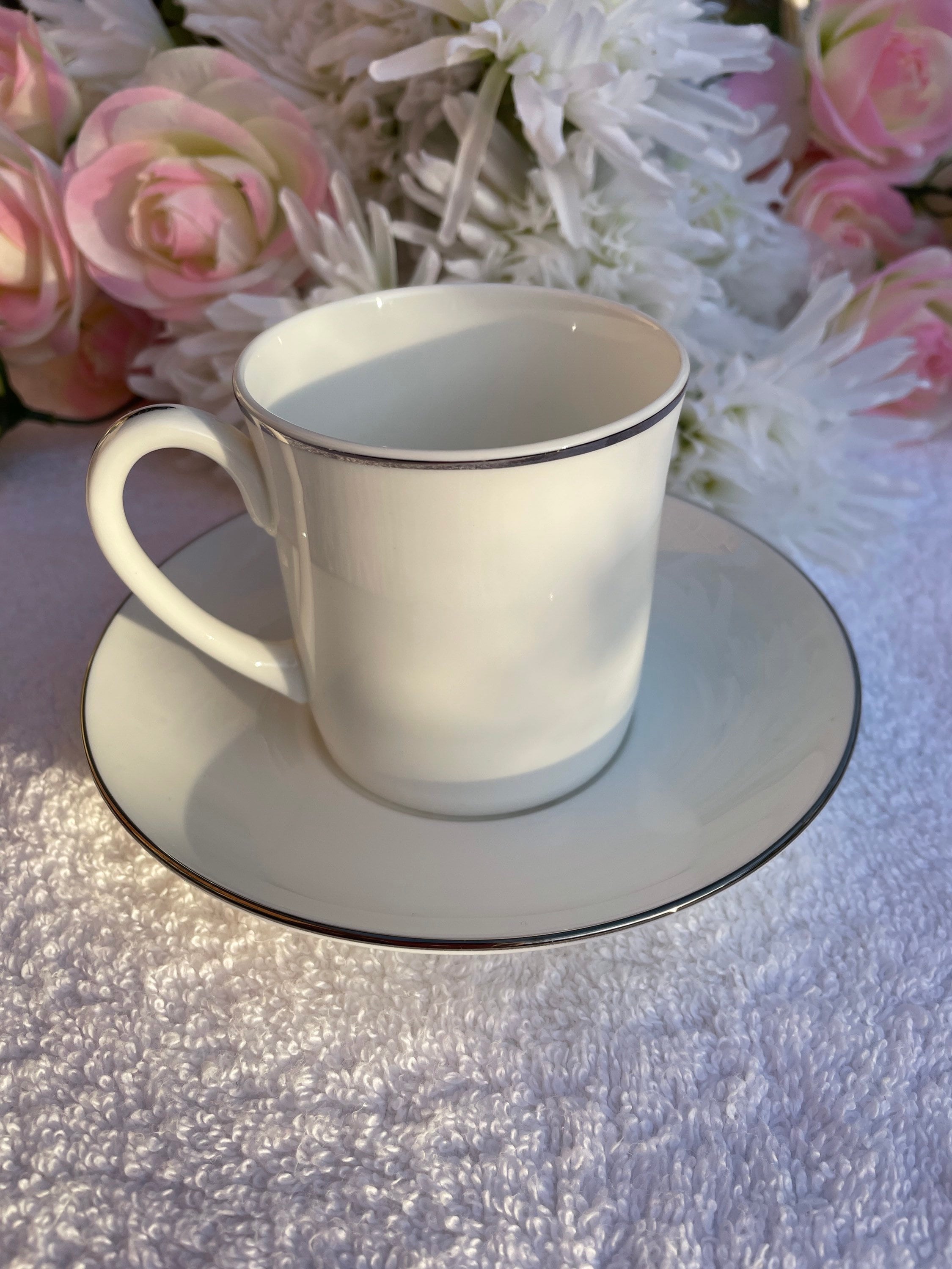 Wedgwood Vintage Coffee Cup and Saucer formal Platinum Etsy UK