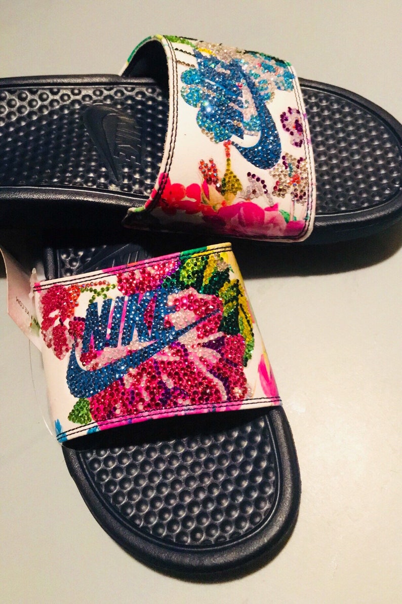 womens nike floral slides