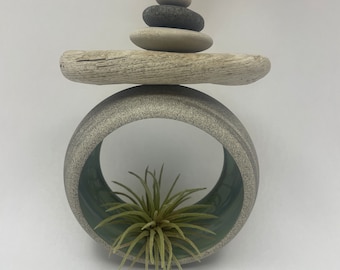 Handmade Ceramic / Pottery/ Driftwood/Air Plant Holder/Nature Inspired Home Decor/Wabi Sabi  Handmade in Canada !