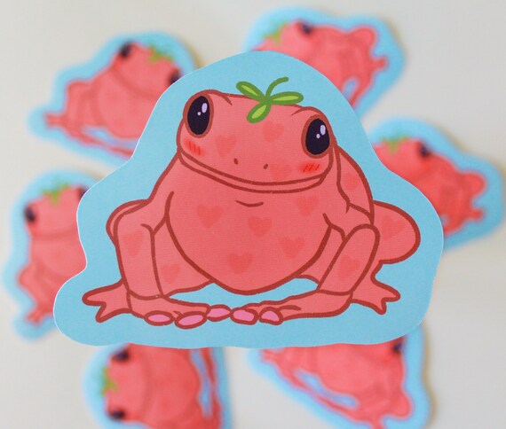 Grenouille Aux Fraises Autocollant Vinyle Tiktok Etsy