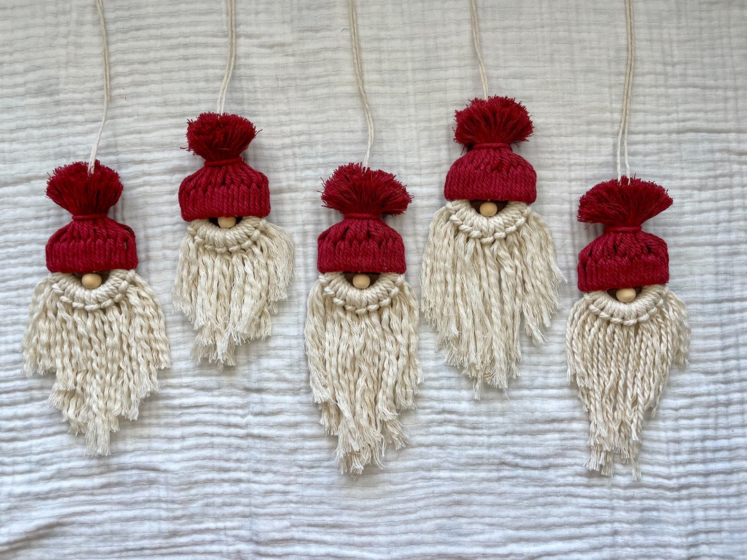 Macrame Gnome Ornament Macrame Santa Ornament Macrame Santa Gnome