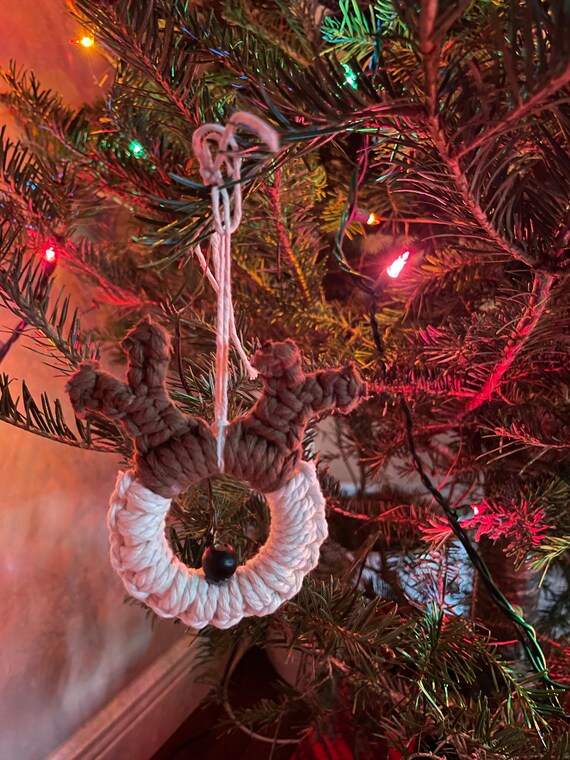 Macrame Reindeer Ornament | Reindeer Car Charm | Macrame Christmas