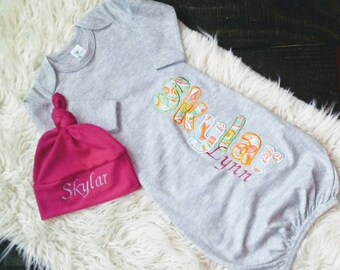 Personalized Infant Gown with Hat