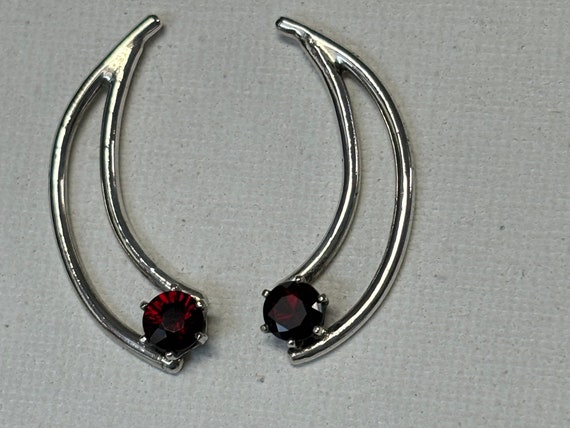 Unique sterling and possible garnet curved dangle… - image 5
