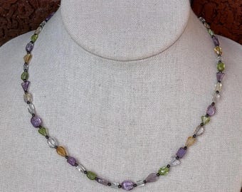 Vintage estate find - Sterling and gemstone bead necklace