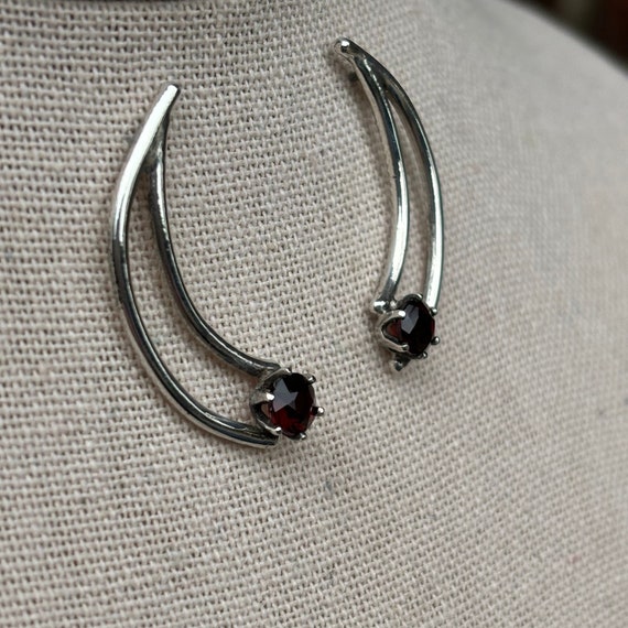 Unique sterling and possible garnet curved dangle… - image 7