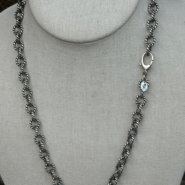 Vintage Relios Carolyn Pollack twisted cable link chunky chain heavy sterling 20” necklace