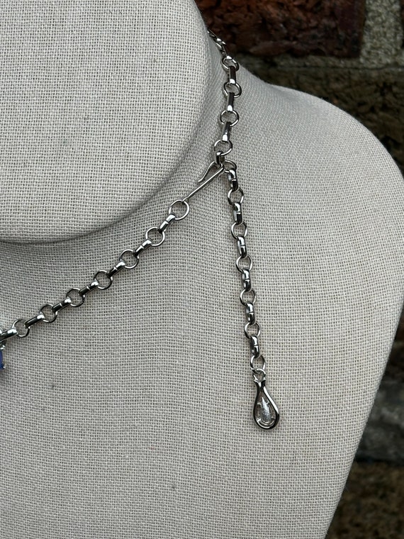 Vintage signed Coro silver tone choker necklace w… - image 5