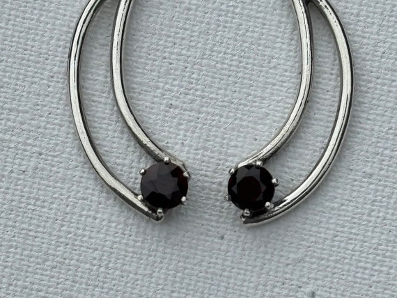 Unique sterling and possible garnet curved dangle… - image 6