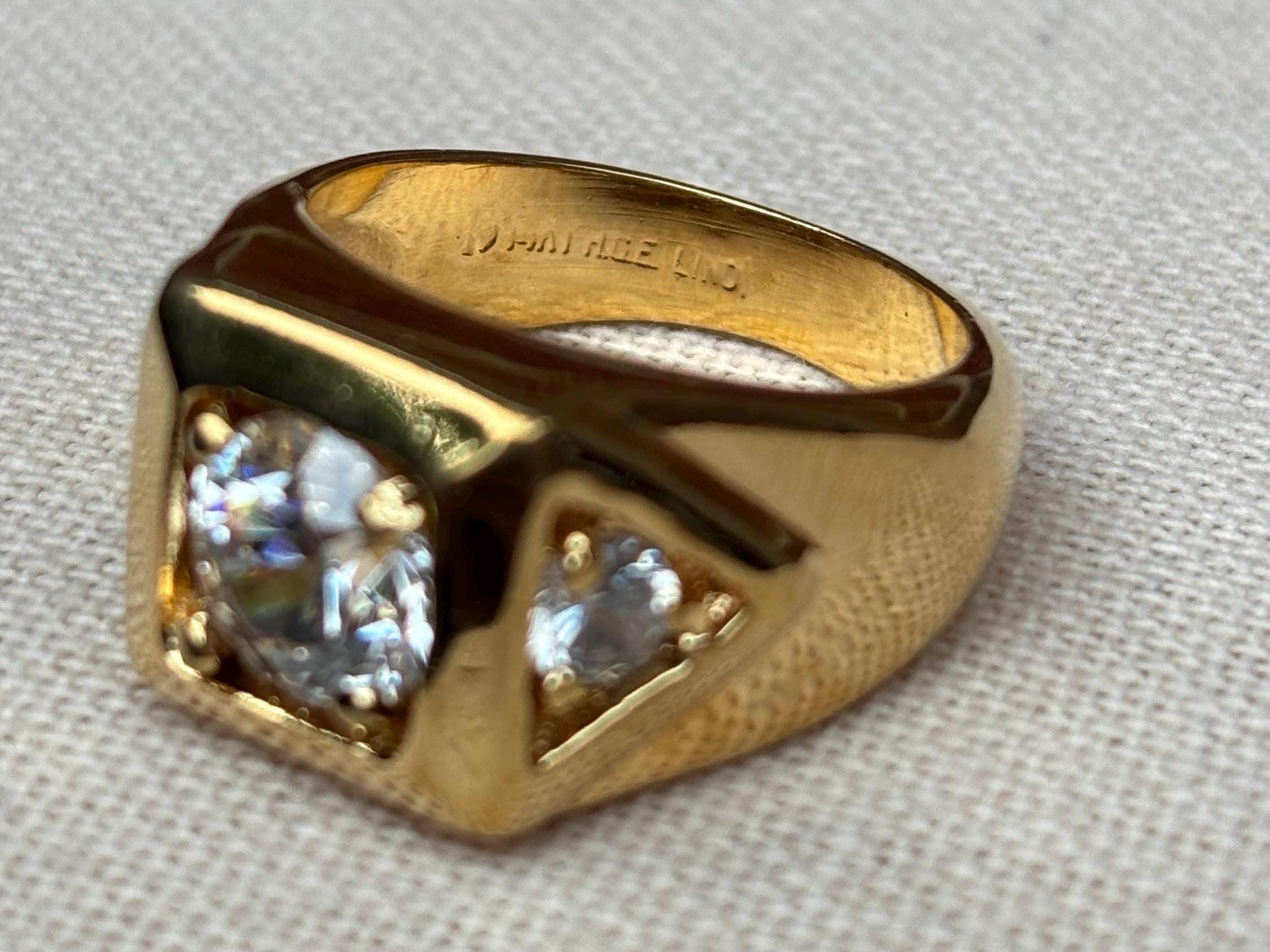 Vintage Lind 14k HGE Mid Century Cubic Zirconia Ring Size