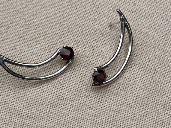 Unique sterling and possible garnet curved dangle… - image 3
