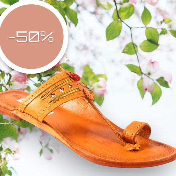 Women's Leather kolhapuri | Traditional Sandals| Kolhapuri Chappal | Boho Sandals | Indian Sandals | Wedding Slippers | Flats Ethnic Shoes