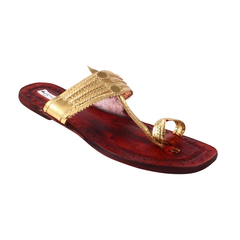 Women Leather handmade Flats Women kolhapuri Chappal Kolhapuri slippers Indian Leather Sandals Hand stitched slipper for Women image 2