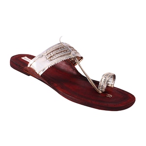 Women Leather handmade Flats Women kolhapuri Chappal Kolhapuri slippers Indian Leather Sandals Hand stitched slipper for Women image 6