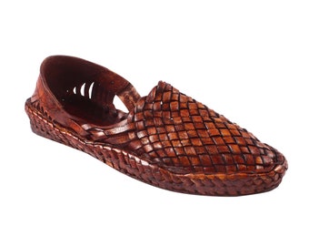 Mulas tejidas de cuero para hombre / Zapatos hechos a mano / Zapatos Boho / Sandalias Huarache Hombres / Zapatos Boho / Pisos hechos a mano indios / Zapatos tradicionales