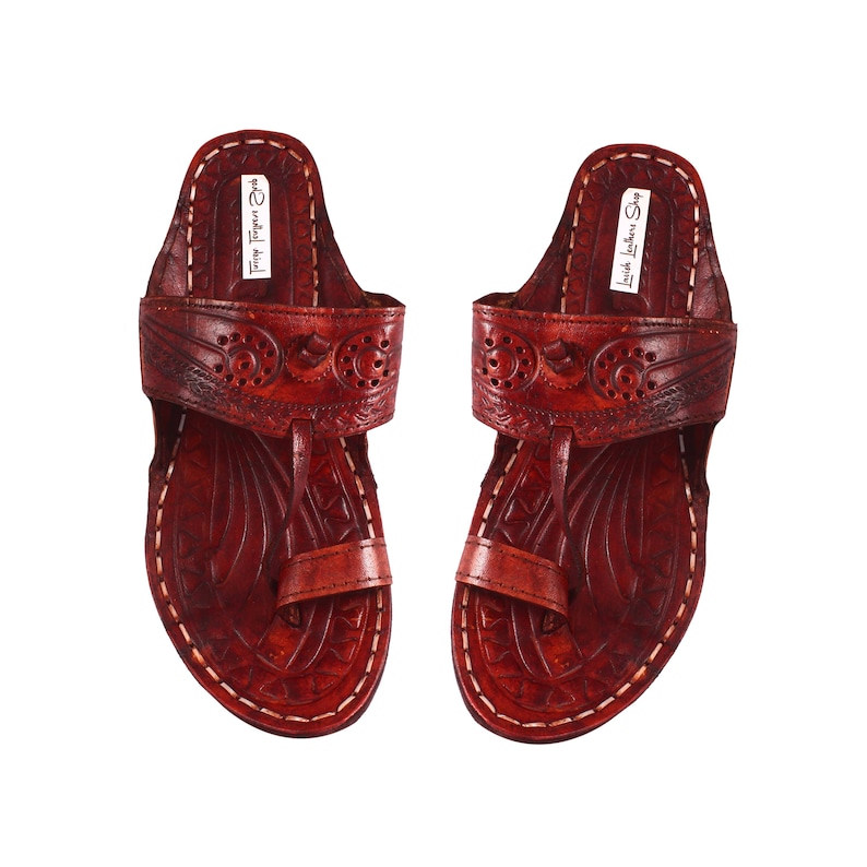 Handmade leather kolhapuri for Men Kolhapuri Chappal Leather sandals Water Buffalo Sandals Indian Leather Sandals Boho sandals image 4