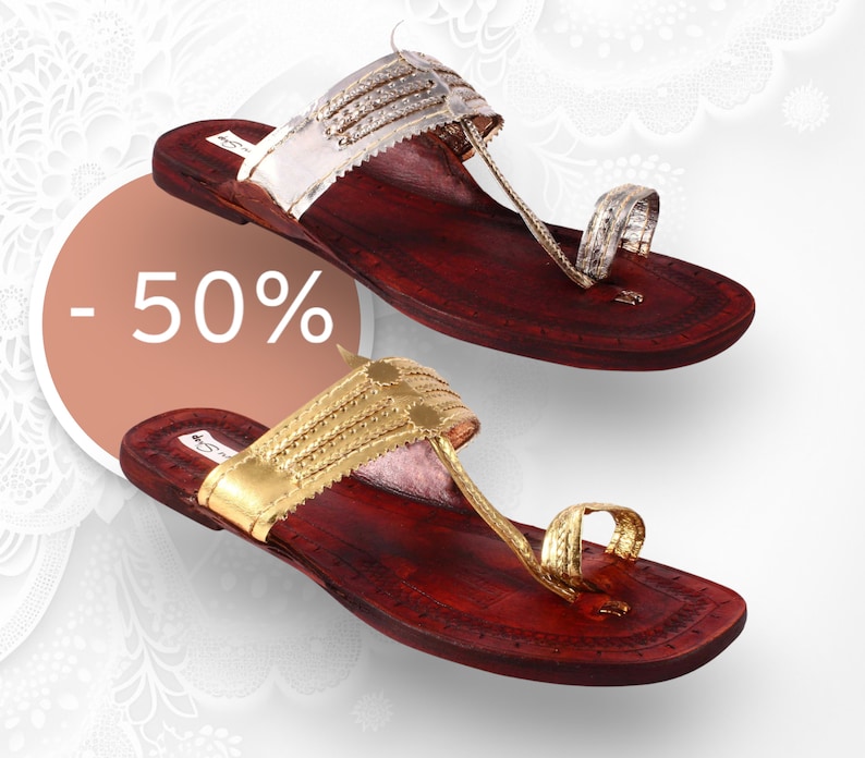 Women Leather handmade Flats Women kolhapuri Chappal Kolhapuri slippers Indian Leather Sandals Hand stitched slipper for Women image 1