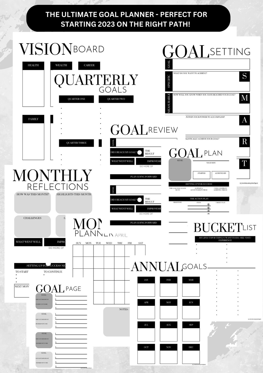 Goal Planner BUNDLE 2023 Goals Tracker SMART Goal Setting Etsy