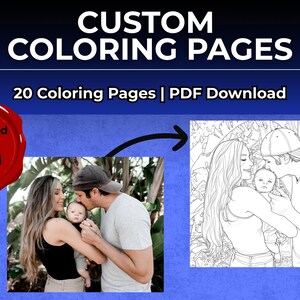 20 Custom Coloring Pages from Photo, Bundle Custom Sketch Coloring Page, Custom Kids Activity Page, Photo Coloring Page, Digital Download