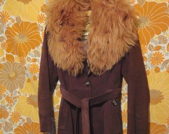 Foxy bruin suède bontjas