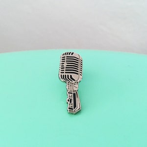 Vintage Microphone Enamel Pin (Silver)