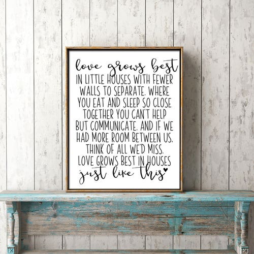 Printable Love Grows Best in Little Houses Like This Wedding - Etsy