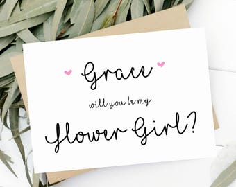 Personalised will you be my flower girl, flower girl request card, personalised flower girl card, bridal party proposal card, wedding card