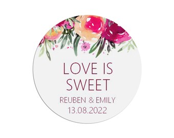 By PMPrinted personalised Wedding favour stickers 37mm x 35 Greenery and leaves Love is sweet By PMPrinted personalised Wedding favour stickers 37mm x 35 Greenery and leaves Love is sweet