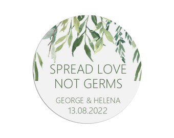 By PMPrinted personalised Wedding favour stickers 37mm x 35 Greenery and leaves Love is sweet By PMPrinted personalised Wedding favour stickers 37mm x 35 Greenery and leaves Love is sweet