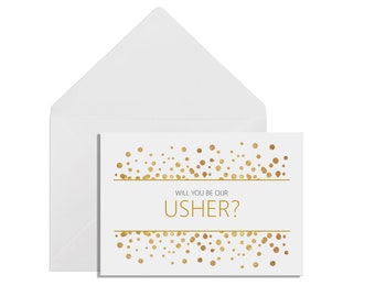 Will You Be Our Usher? A6 Gold Effect Wedding Proposal Card With A White Envelope