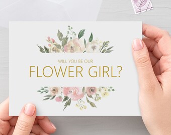 Blush Floral Will You Be Our Flower Girl? A6 Proposal Card With White Envelope