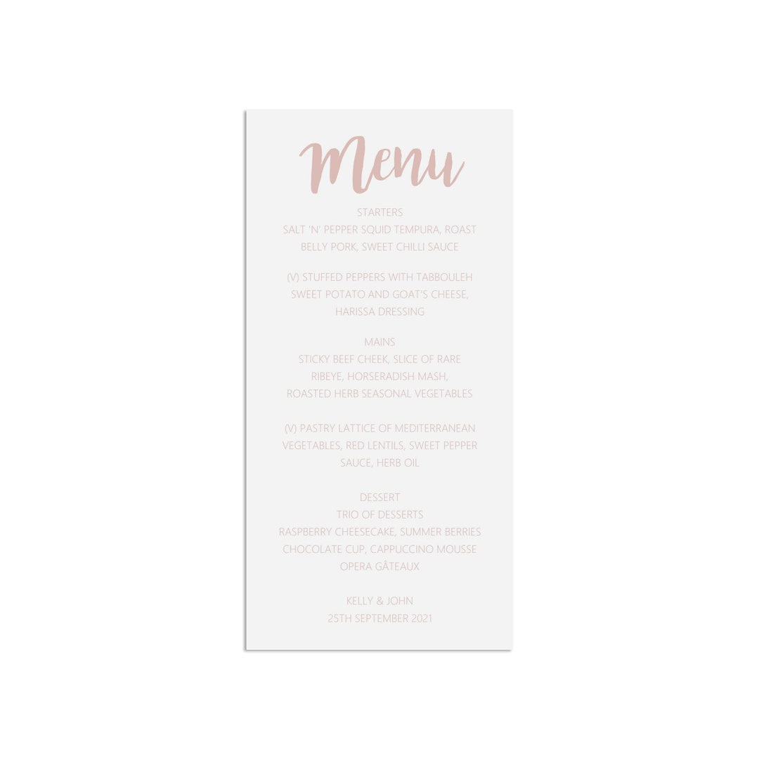 Menu For Wedding Breakfast Printed With Rose Gold Effect Etsy UK menu-for-wedding-breakfast-printed-with-rose-gold-effect-etsy-uk