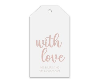 With Love Rose Gold Effect Personalised Gift Tags, Pack of 10