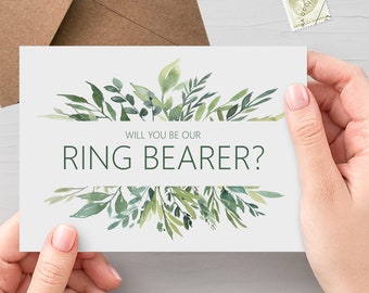 Greenery Will You Be Our Ring Bearer? A6 Wedding Proposal Card With Kraft Envelope