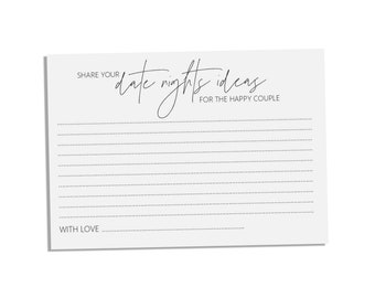 Date Night Advice Cards, A6 Pack Of 25 Black & White Design