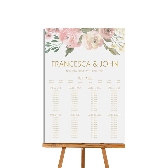 Seating Chart A3 A2 A1 Personalised BOHO Floral Rustic Wedding Table Plan
