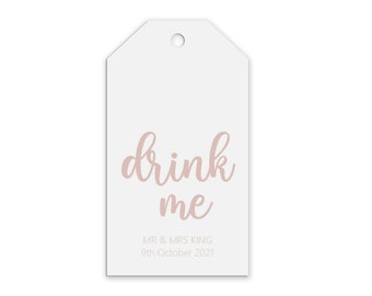 Drink Me Rose Gold Effect Personalised Gift Tags, Pack of 10