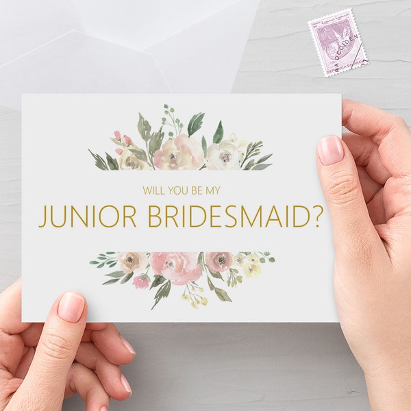 Blush Floral Will You Be My Junior Bridesmaid? A6 Proposal Card With White Envelope