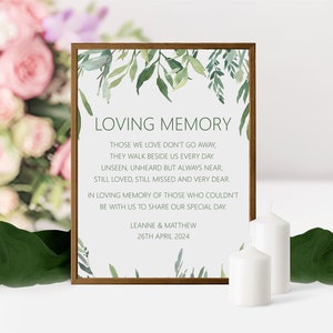 Greenery Loving Memory Remembrance Wedding Sign - Personalised & Printed A5, A4 Or A3