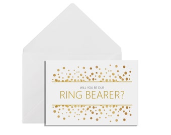 Will You Be Our Ring Bearer? A6 Gold Effect Wedding Proposal Card With A White Envelope