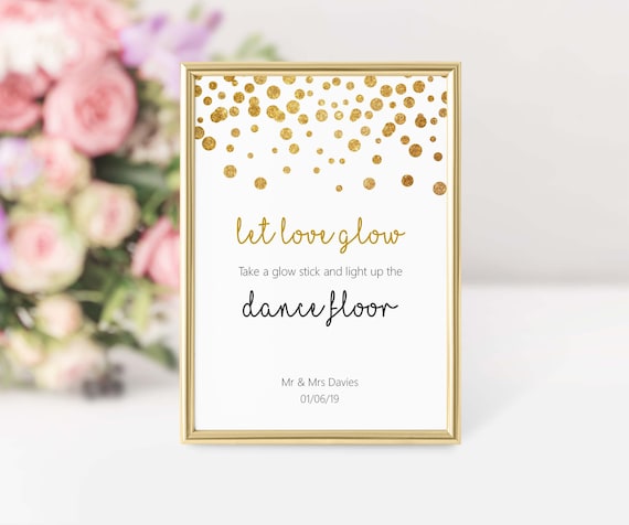 Light Up the Dance Floor Sign Rose Gold Effect Personalised Let Love Glow