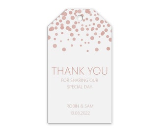 Thank You For Sharing Our Day Wedding Gift Tag, Blush Confetti Personalised Pack Of 10