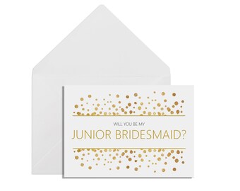 Will You Be My Junior Bridesmaid? A6 Gold Effect Wedding Proposal Card With A White Envelope
