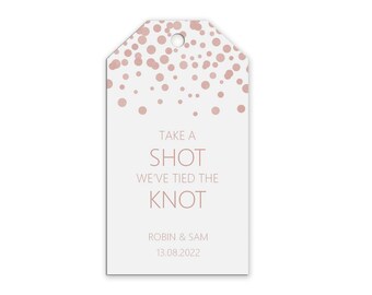 Take A Shot Wedding Gift Tag, Blush Confetti Personalised Pack Of 10