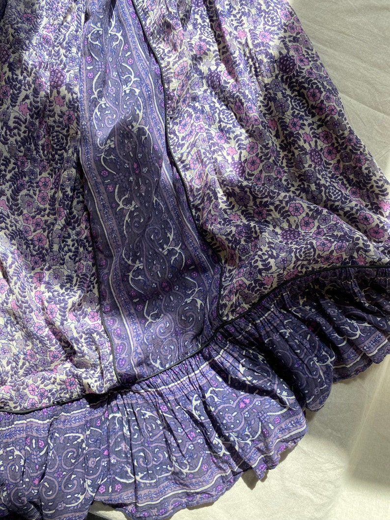 Vintage Indian gauze cotton handblock printed skirt // Size S to M image 7